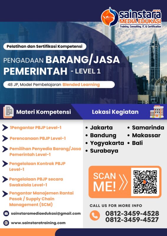 Info Bimtek Sertifikasi Kompetensi Pengadaan Barang/Jasa Pemerintah (PBJP) Level - 1 Tahun 2025