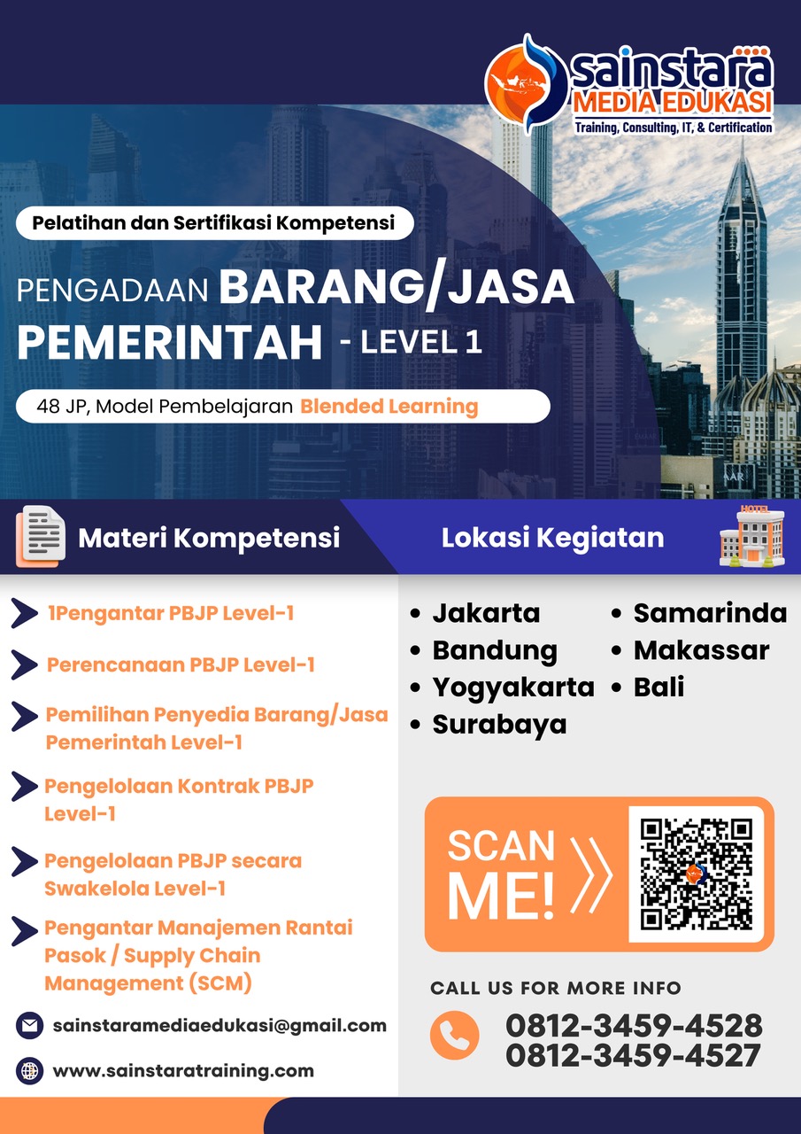 Info Bimtek Sertifikasi Kompetensi Pengadaan Barang/Jasa Pemerintah (PBJP) Level - 1 Tahun 2025
